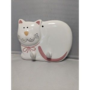 Mount Clemens Pottery Pink Cozy Cats  WallHook Hat Key  HolderVintage Gatto 1989